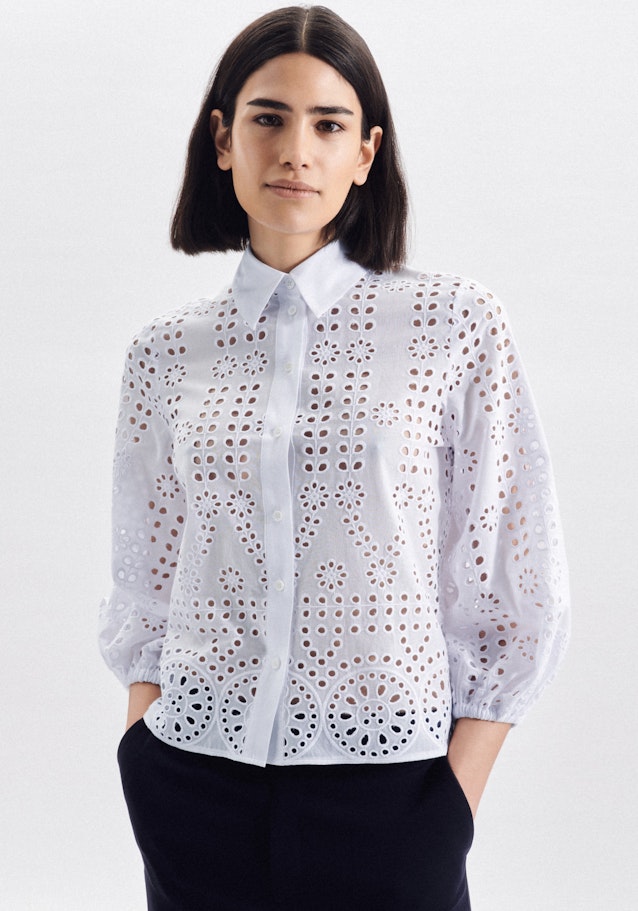 Long sleeve Lace Shirt Blouse in White | Seidensticker Onlineshop