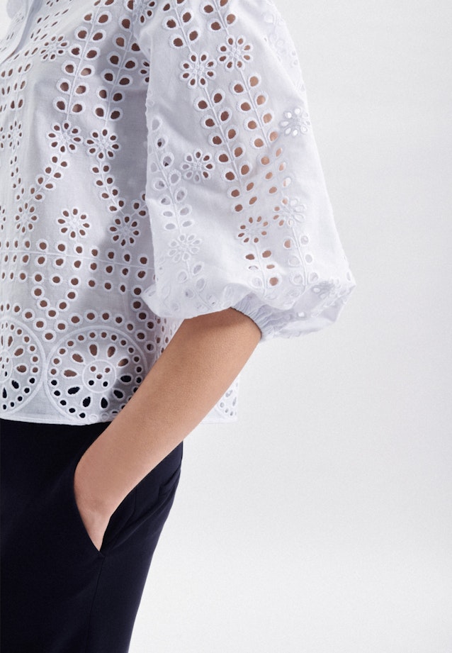 Long sleeve Lace Shirt Blouse in White |  Seidensticker Onlineshop