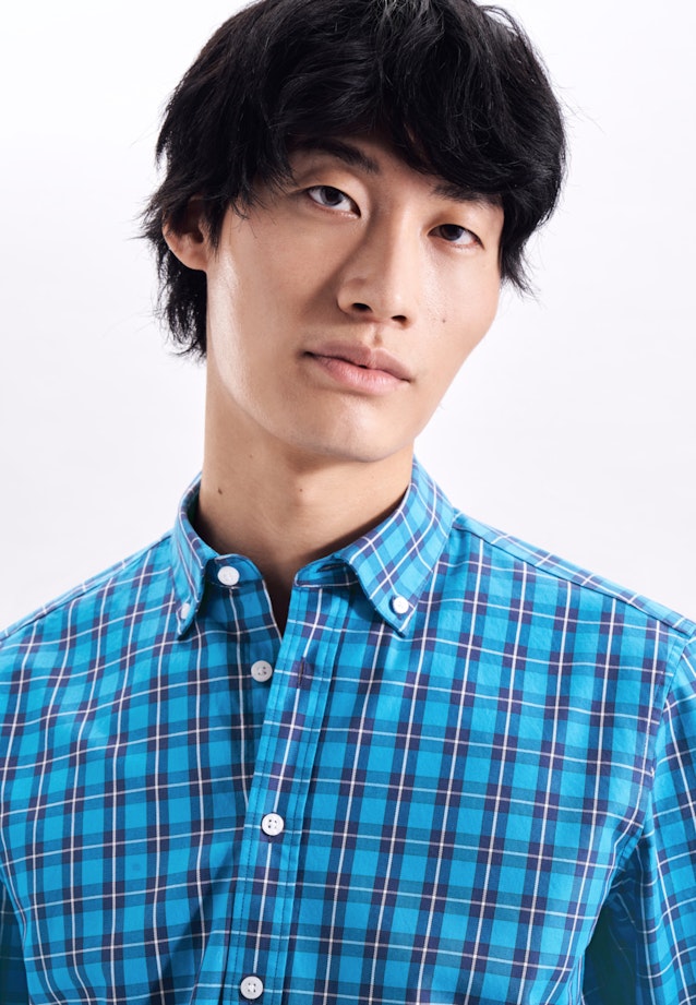 Regular Casual shirt Check in Turquoise |  Seidensticker Onlineshop