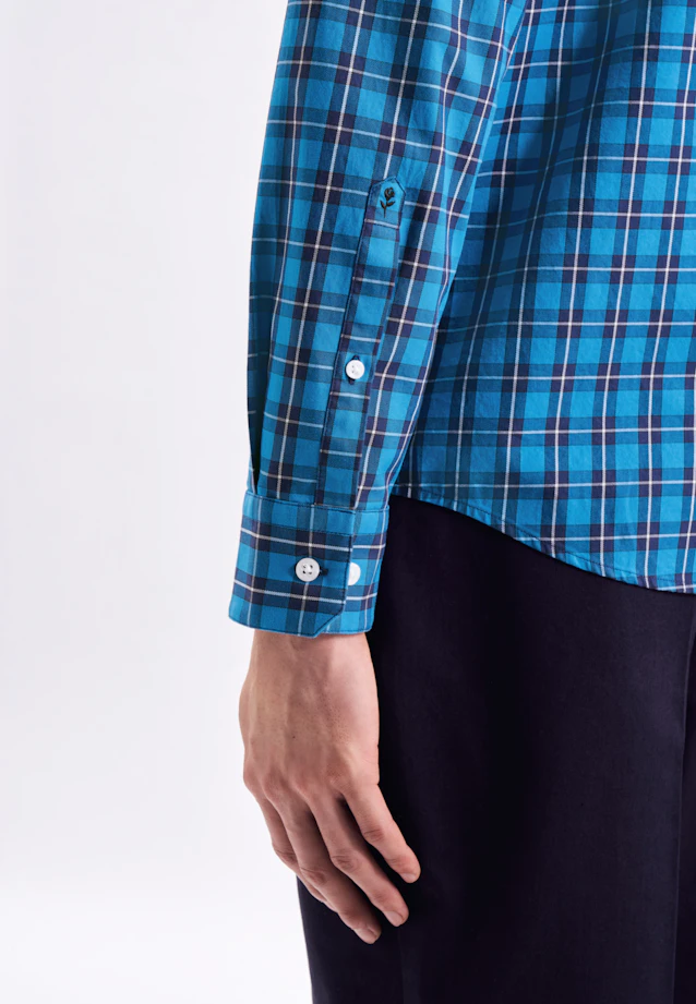 Regular Casual Hemd Karo in Türkis |  Seidensticker Onlineshop
