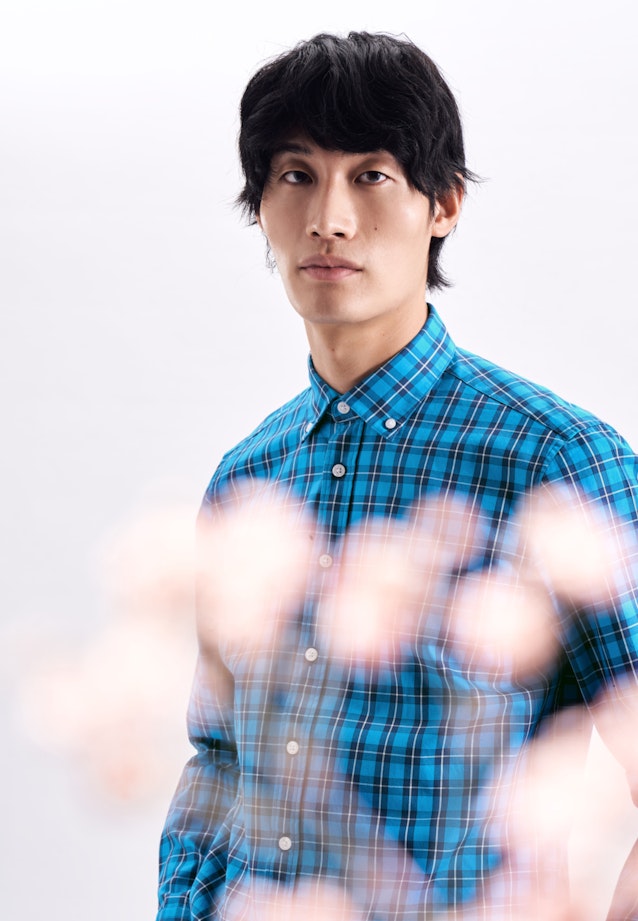Regular Casual shirt Check in Turquoise |  Seidensticker Onlineshop