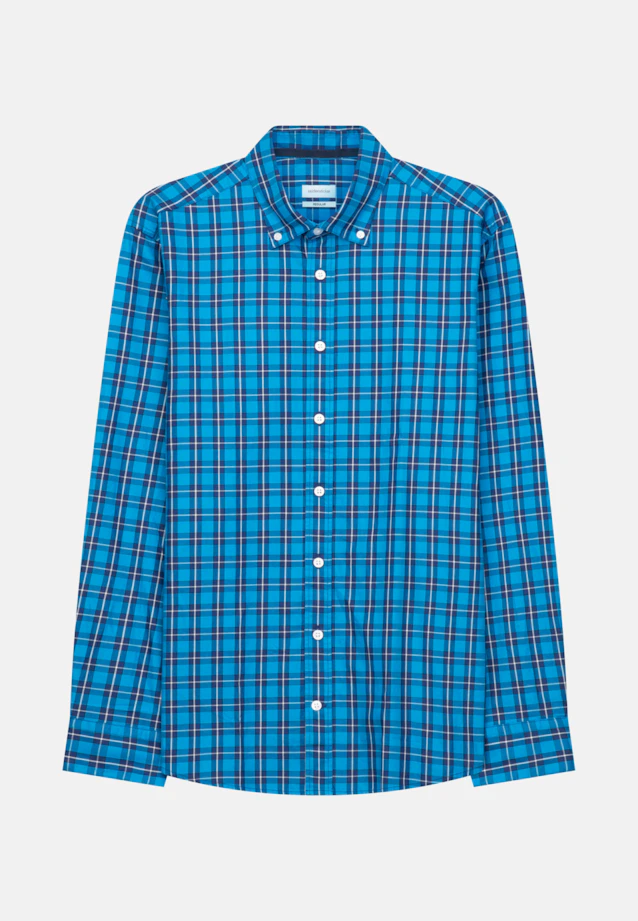 Regular Casual Hemd Karo in Türkis |  Seidensticker Onlineshop