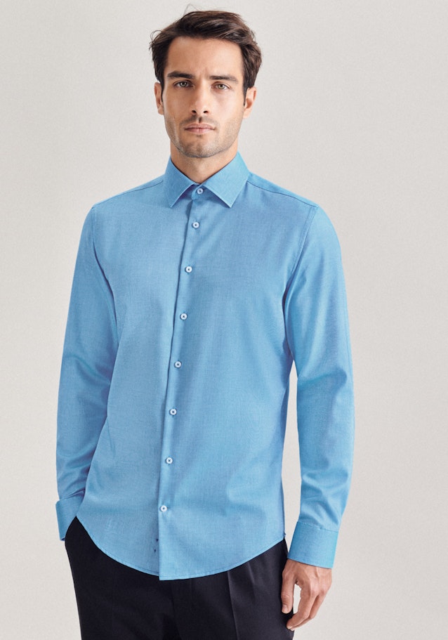 Non-iron Structure Business Shirt in Shaped with Kent-Collar in Turquoise |  Seidensticker Onlineshop