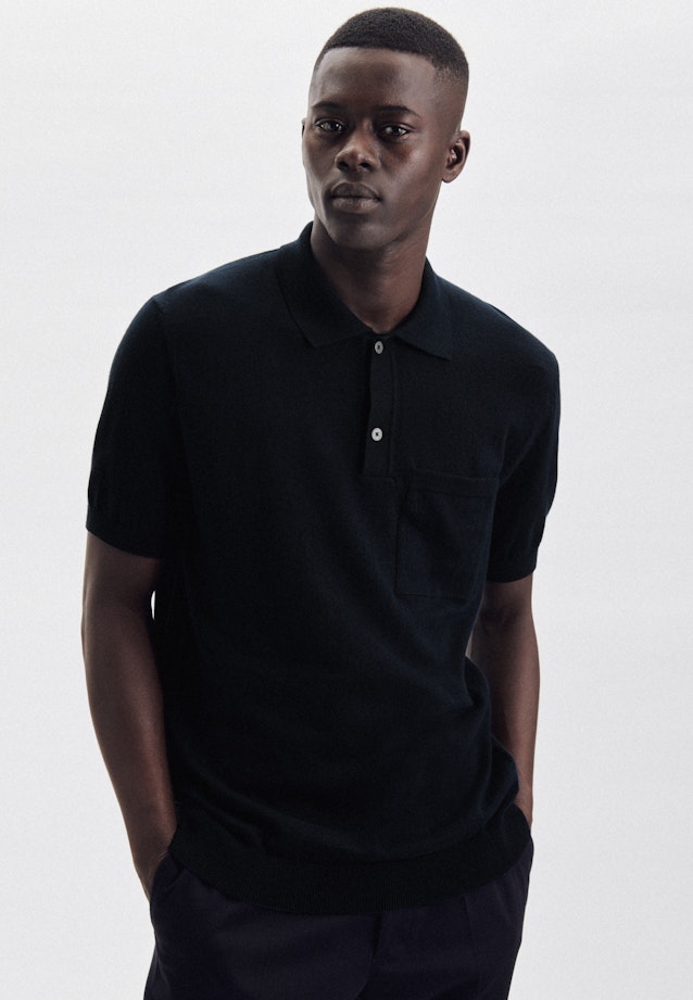 Gerader Schnitt (Normal-Fit) Polo-Shirt Uni in Dark Blue |  Seidensticker Onlineshop