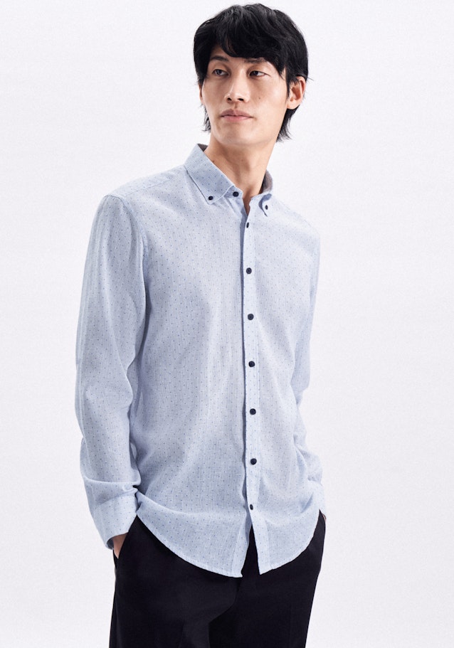 Leinwandbindung Casual Hemd in Regular fit mit Button-Down-Kragen in Hellblau | Seidensticker Onlineshop