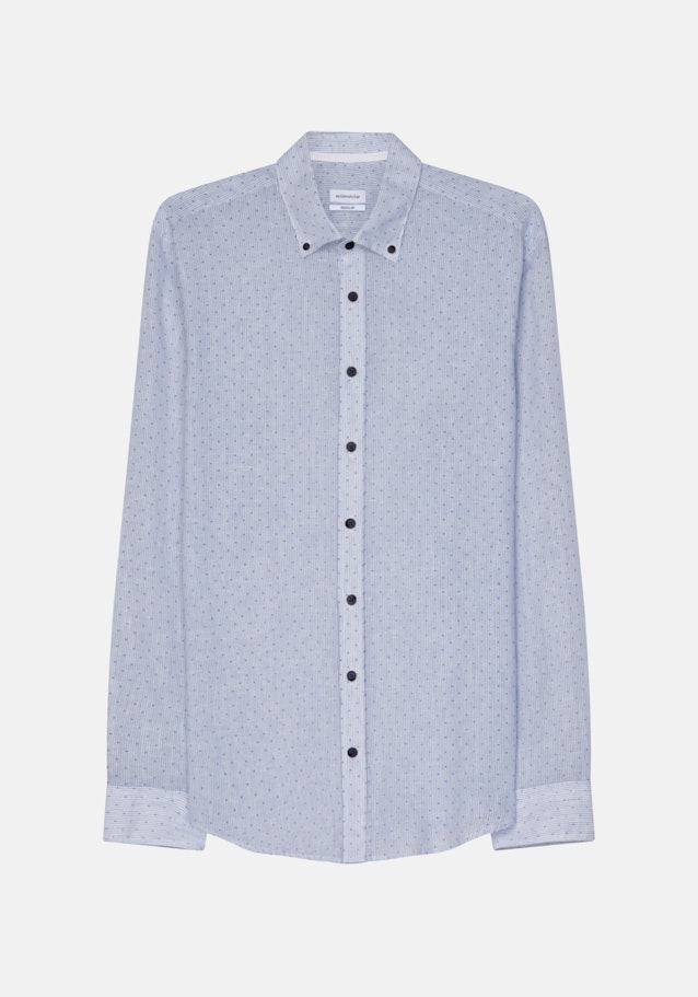 Leinwandbindung Casual Hemd in Regular fit mit Button-Down-Kragen in Hellblau |  Seidensticker Onlineshop