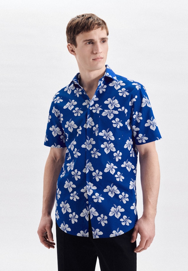 Regular Business Hemd Floral in Mittelblau |  Seidensticker Onlineshop