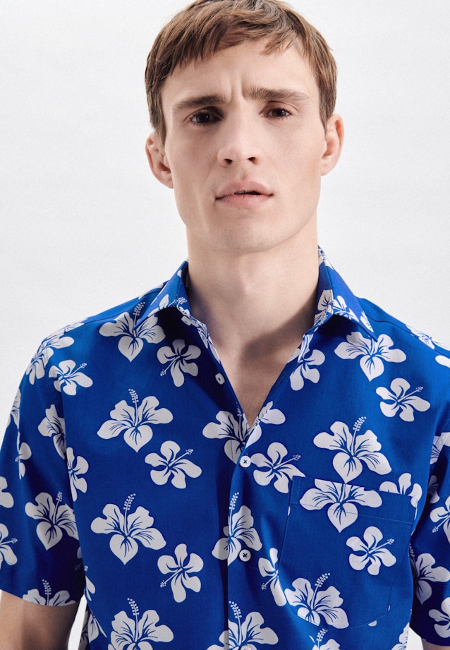 Regular Business Hemd Floral in Mittelblau |  Seidensticker Onlineshop