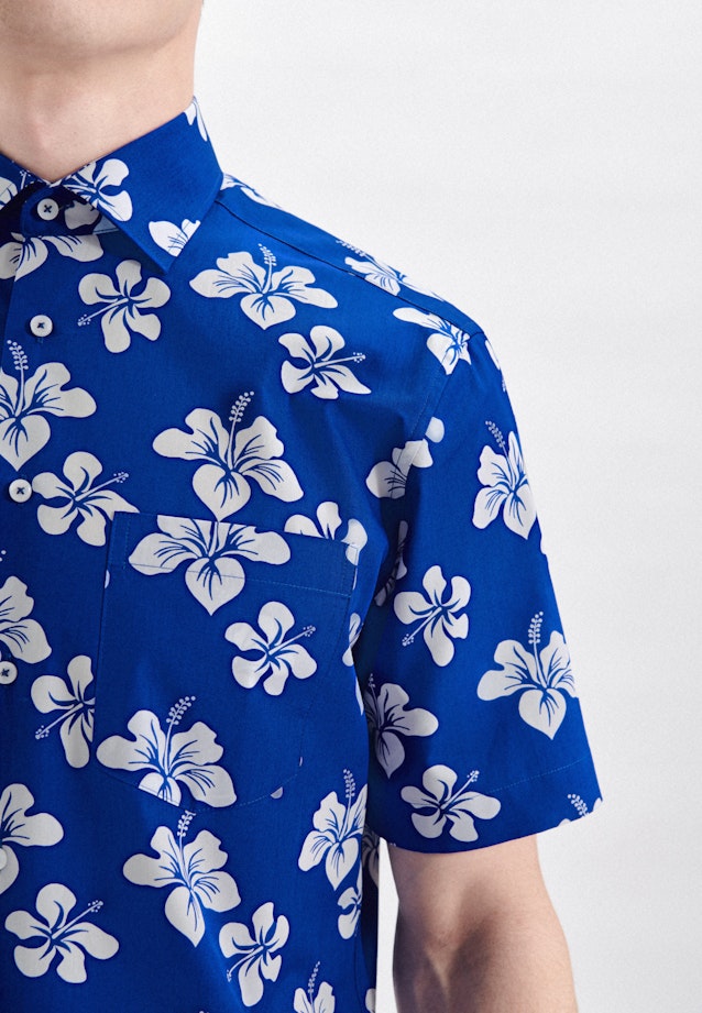 Regular Business Hemd Floral in Mittelblau |  Seidensticker Onlineshop