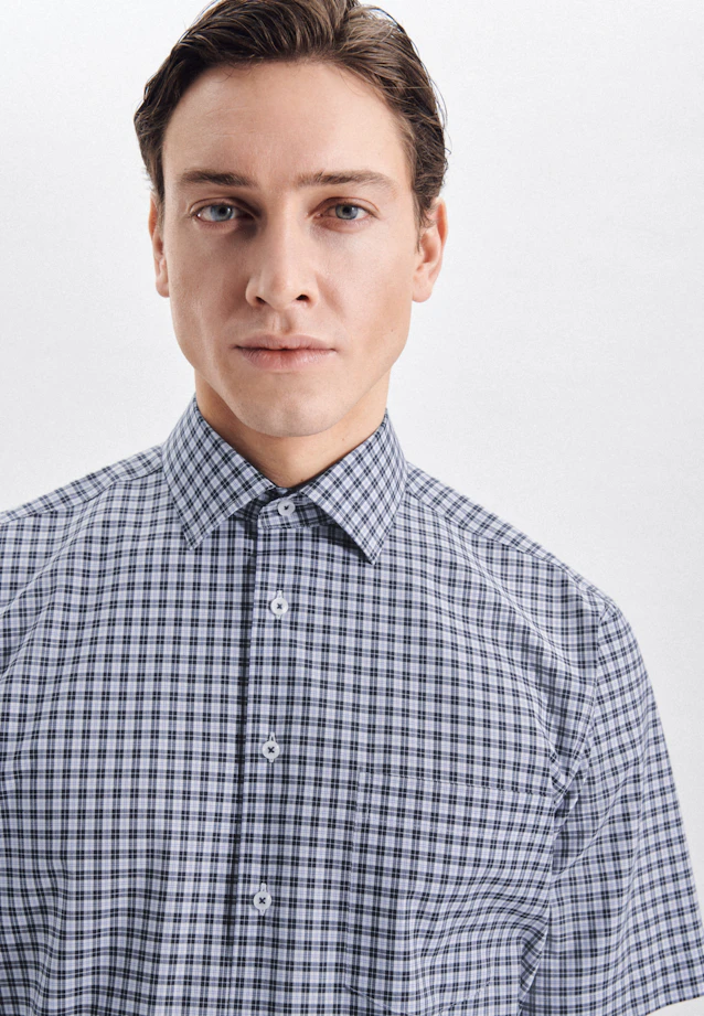 Regular Business Hemd Karo in Dunkelblau |  Seidensticker Onlineshop