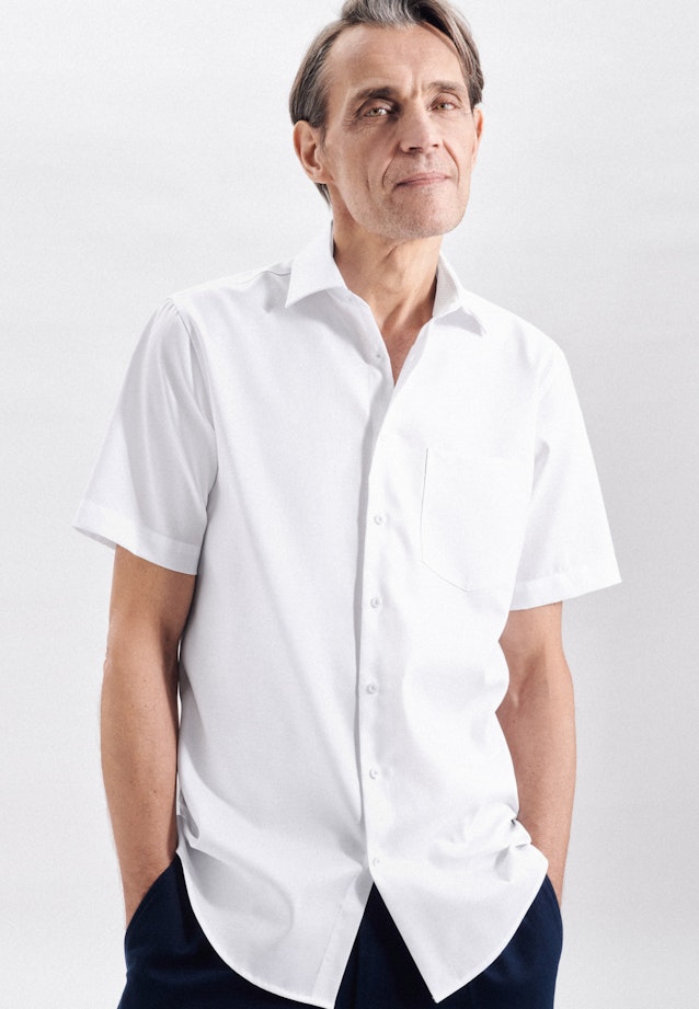 Non-iron Oxford korte arm Oxfordhemd in Regular with Kentkraag in Wit | Seidensticker Onlineshop