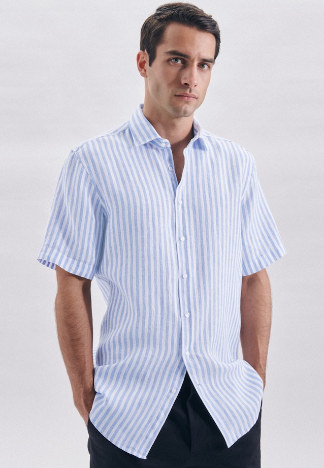 Regular Linen shirt Stripe in Light Blue |  Seidensticker Onlineshop
