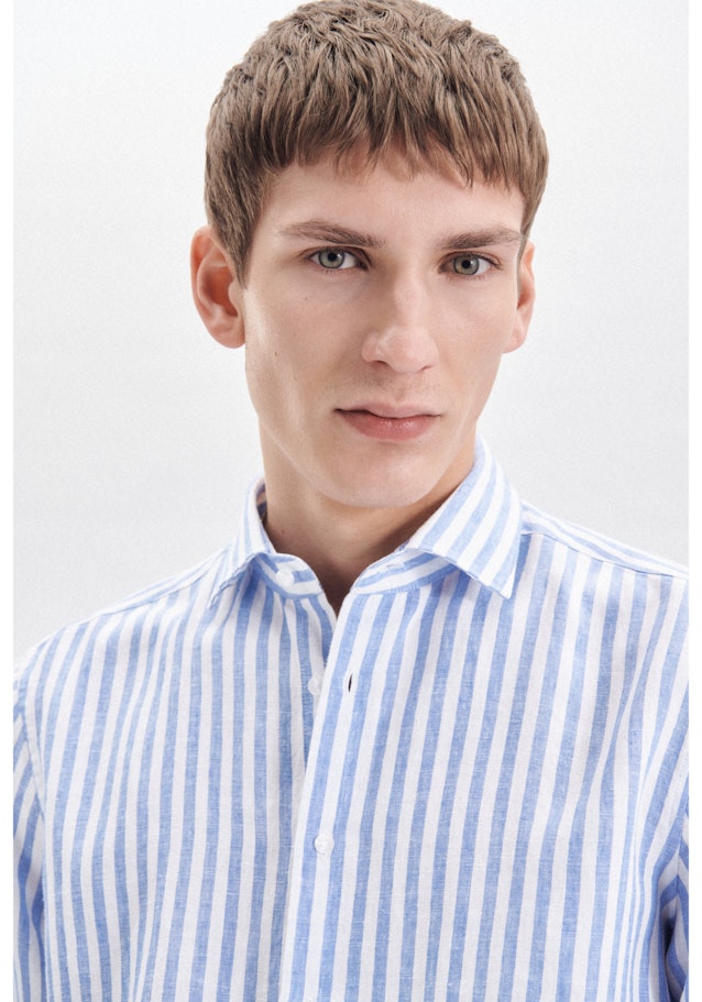 Linen Short sleeve Linen shirt in Regular with Kent-Collar in Light Blue |  Seidensticker Onlineshop
