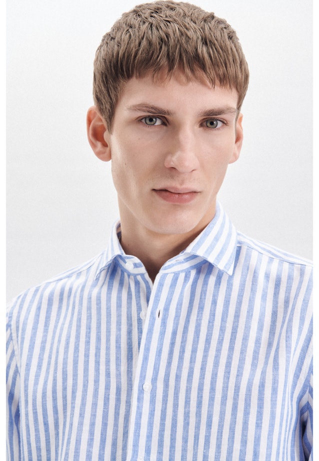 Regular Linen shirt Stripe in Light Blue |  Seidensticker Onlineshop