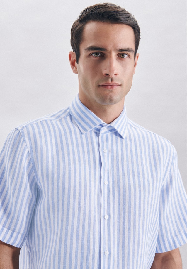 Regular Linen shirt Stripe in Light Blue |  Seidensticker Onlineshop