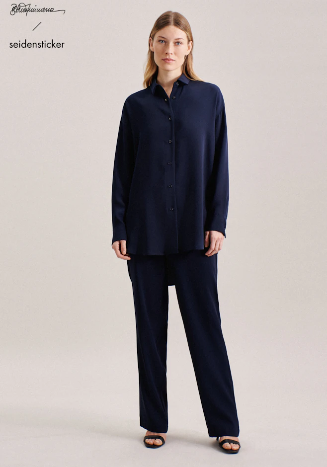 Longbluse Uni in Dunkelblau | Seidensticker Onlineshop