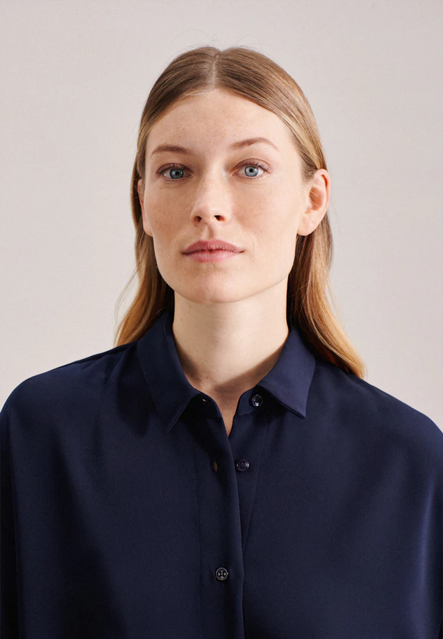 Longbluse Uni in Dunkelblau |  Seidensticker Onlineshop
