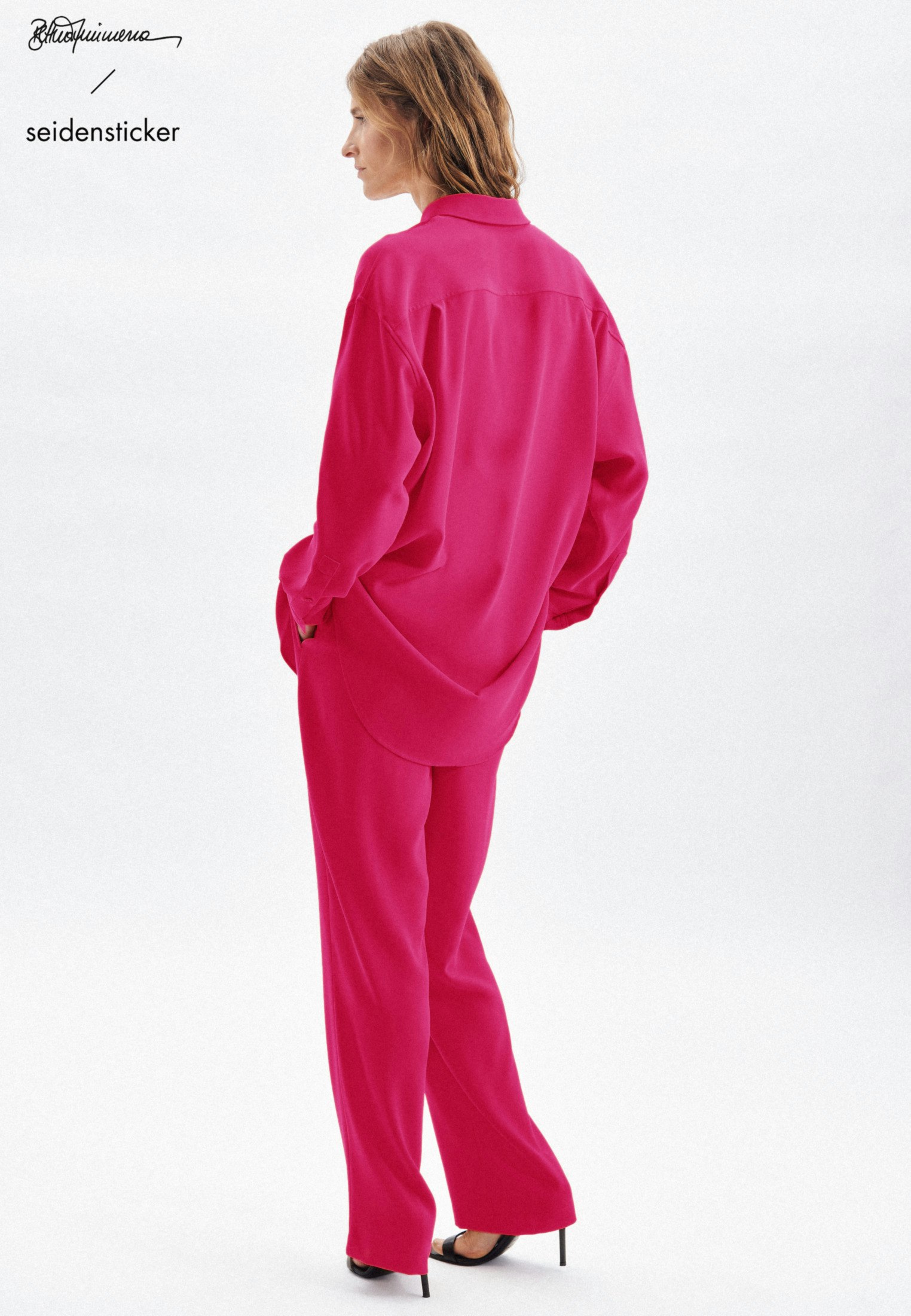 Red Satin Crepe Straight Pants Design by Shahin Mannan at Pernias Pop Up  Shop 2023