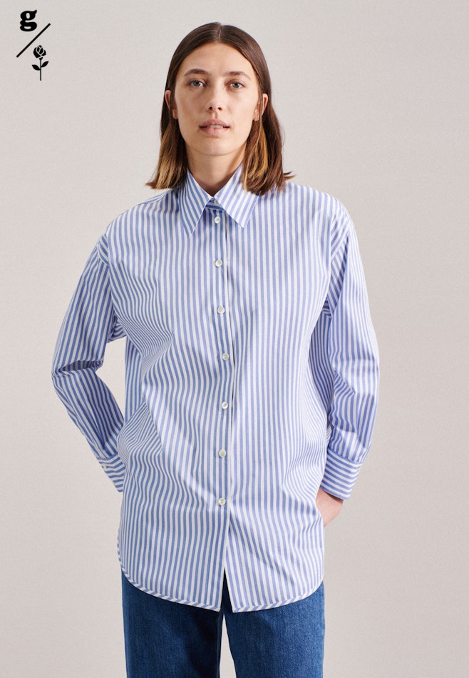 Blouse longue Twill (sergé) dans Bleu Moyen | Boutique en ligne Seidensticker