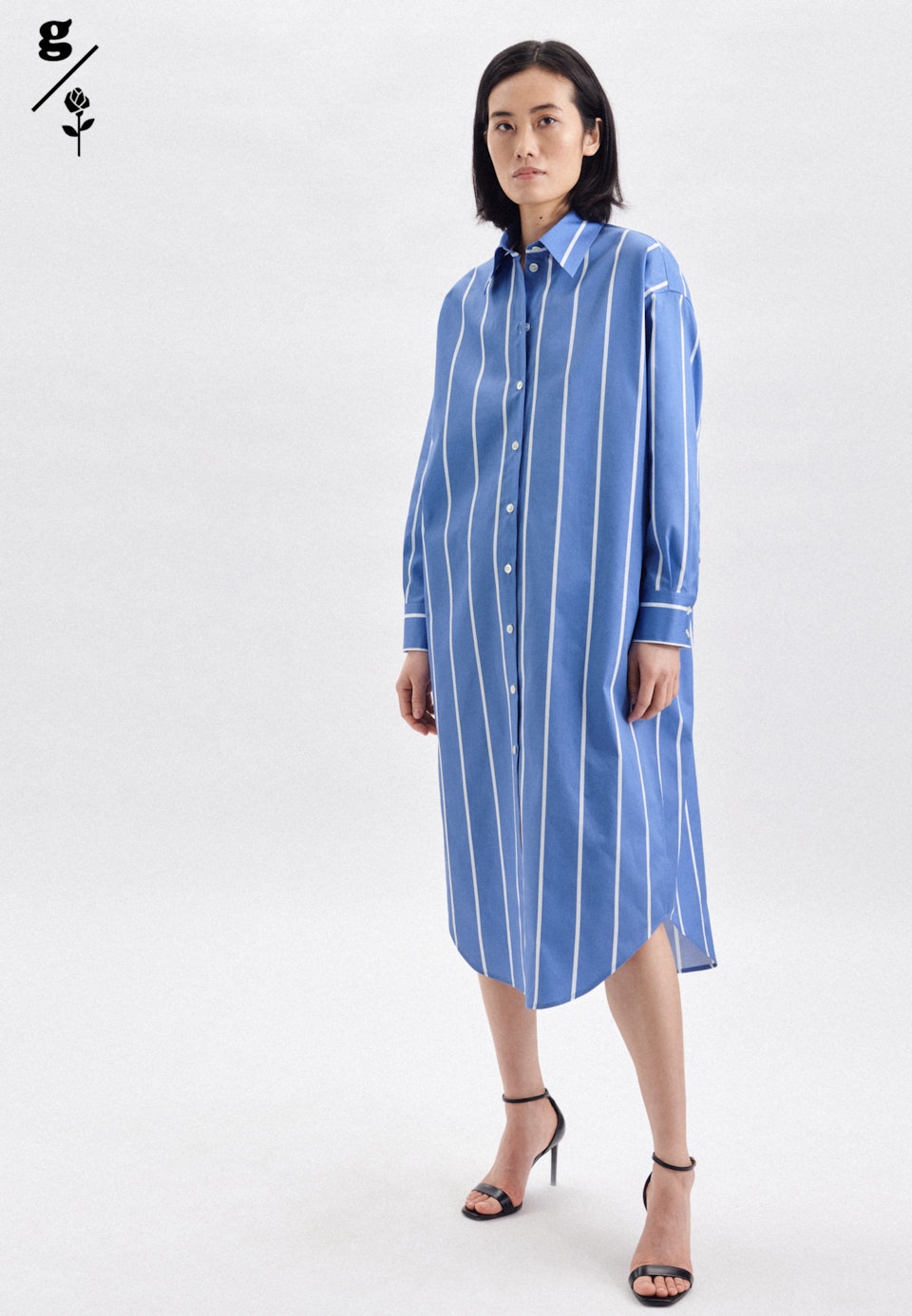 Twill Maxi Kleid in Mittelblau |  Seidensticker Onlineshop