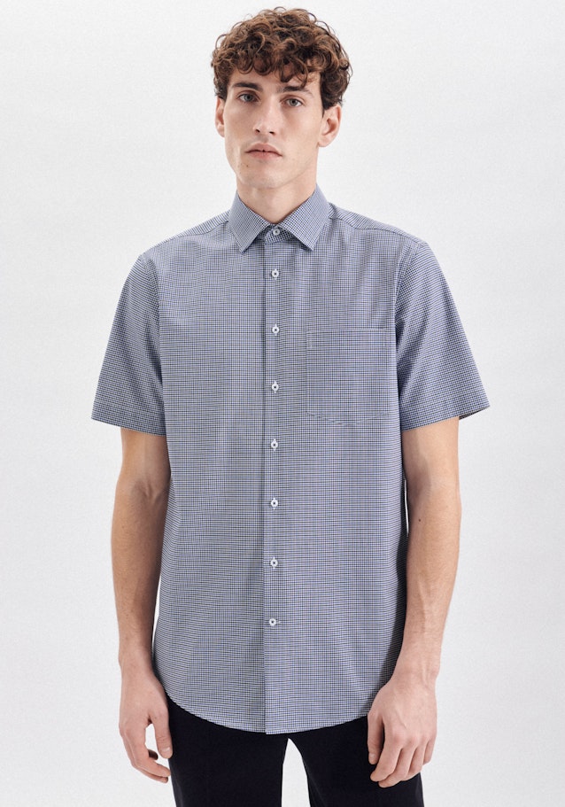 Easy-iron Dobby Twill Short sleeve Business Shirt in Regular with Kent-Collar in Medium Blue | Seidensticker Onlineshop