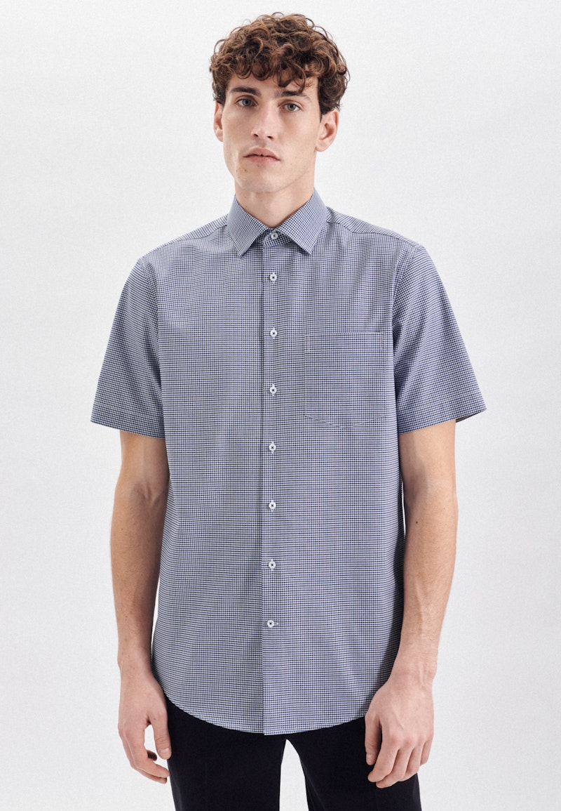 Easy-iron Dobby Twill Short sleeve Business Shirt in Regular with Kent-Collar