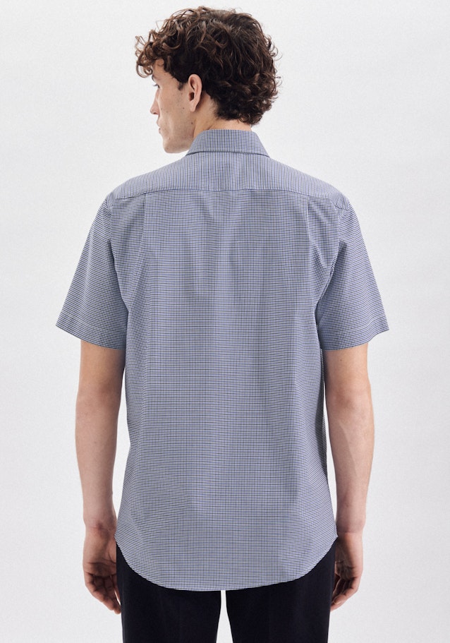 Easy-iron Dobby Twill Korte mouwen Business overhemd in Regular with Kentkraag in Middelmatig Blauw | Seidensticker Onlineshop