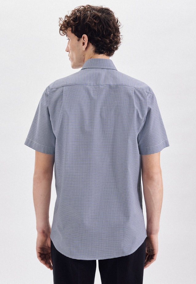 Easy-iron Dobby Twill Korte mouwen Business overhemd in Regular with Kentkraag in Middelmatig Blauw |  Seidensticker Onlineshop