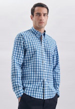 Popeline Casual Hemd in Regular mit Button-Down-Kragen in Türkis |  Seidensticker Onlineshop