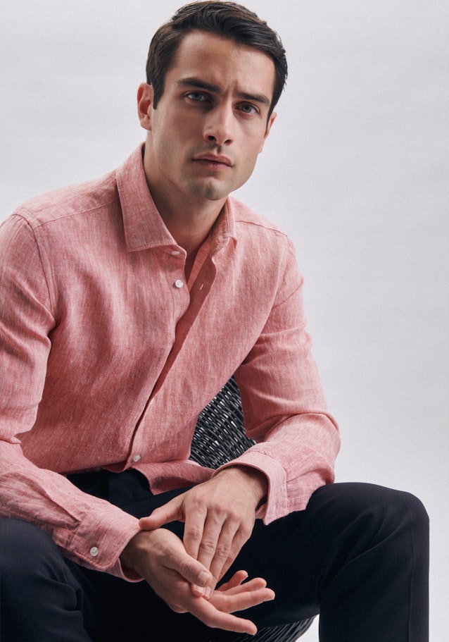 Linen shirt in Slim with Kent-Collar in Red | Seidensticker Onlineshop