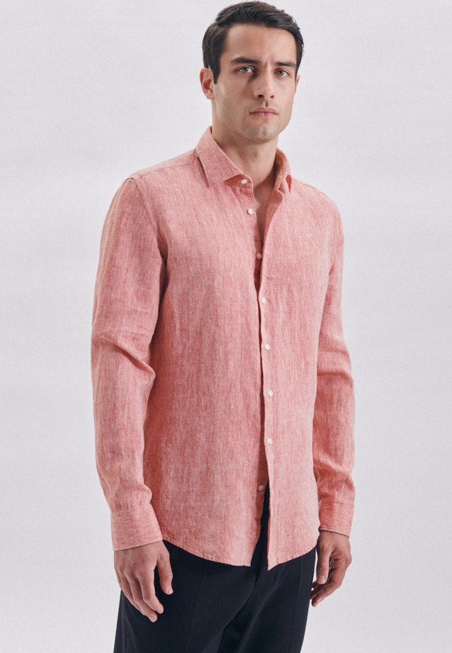 Slim Linen shirt Uni in Red |  Seidensticker Onlineshop