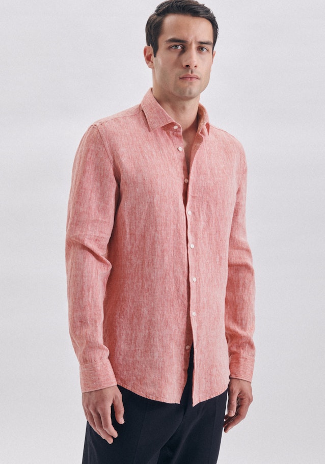 Linnen hemd in Slim with Kentkraag in Rood |  Seidensticker Onlineshop