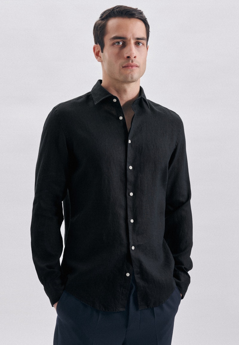 Linen shirt in Slim with Kent-Collar