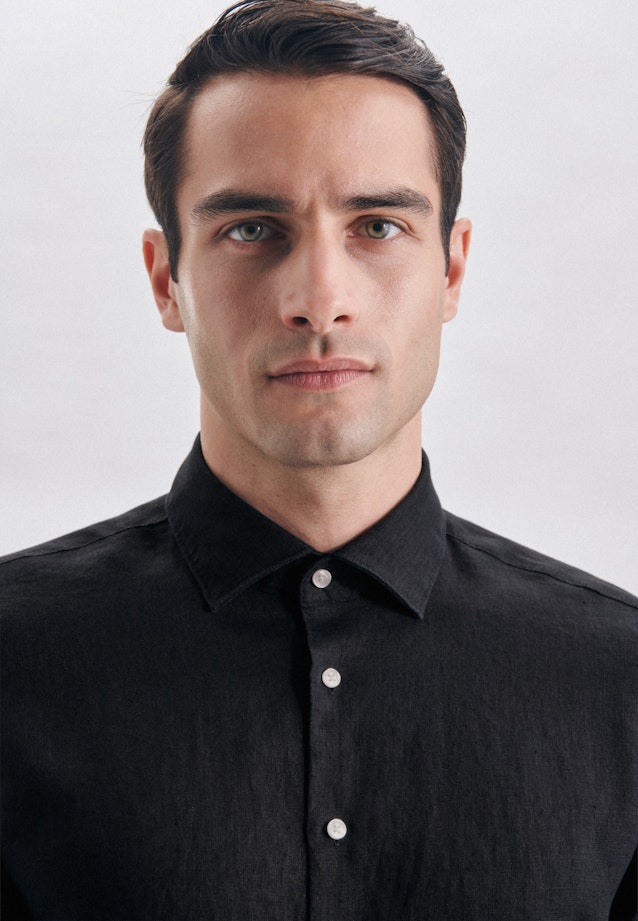 Slim Leinenhemd Uni in Dunkelblau |  Seidensticker Onlineshop