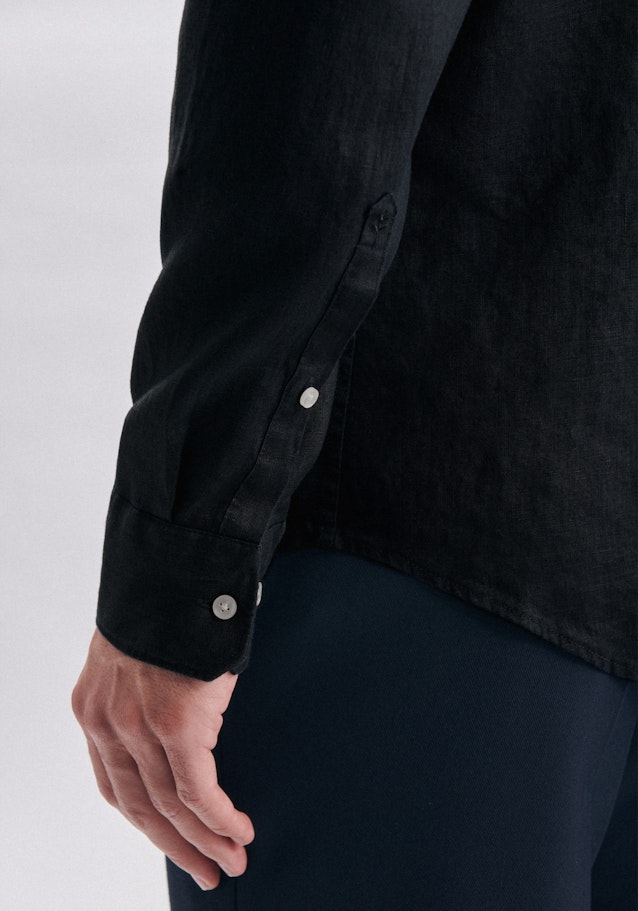 Slim Linnen hemd Uni in Donkerblauw | Seidensticker Onlineshop