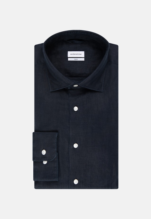 Linen shirt in Slim with Kent-Collar in Dark Blue |  Seidensticker Onlineshop