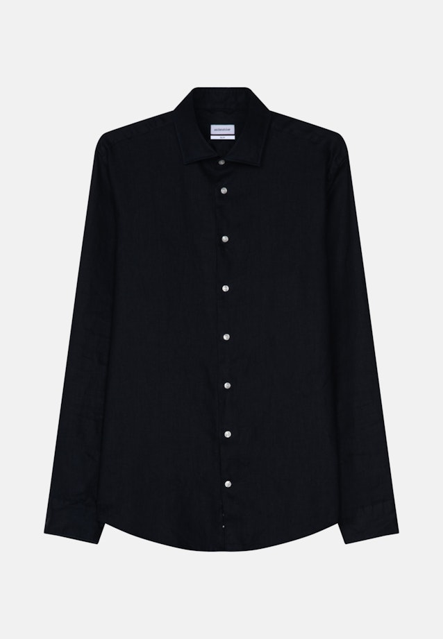 Linen shirt in Slim with Kent-Collar in Dark Blue |  Seidensticker Onlineshop