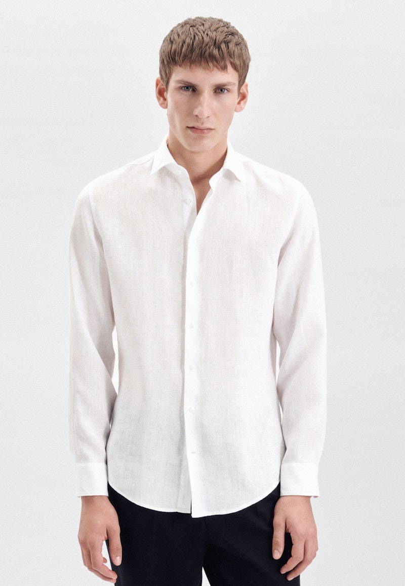 Linen shirt in Slim with Kent-Collar