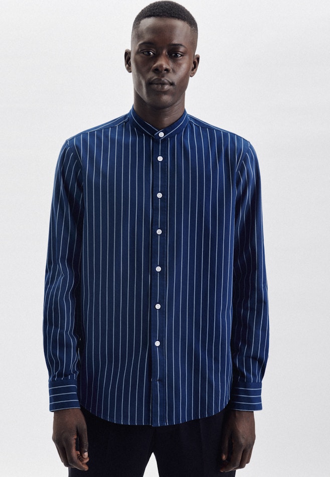 Casual Shirt in Regular with Stand-Up Collar in Medium Blue | Seidensticker online shop