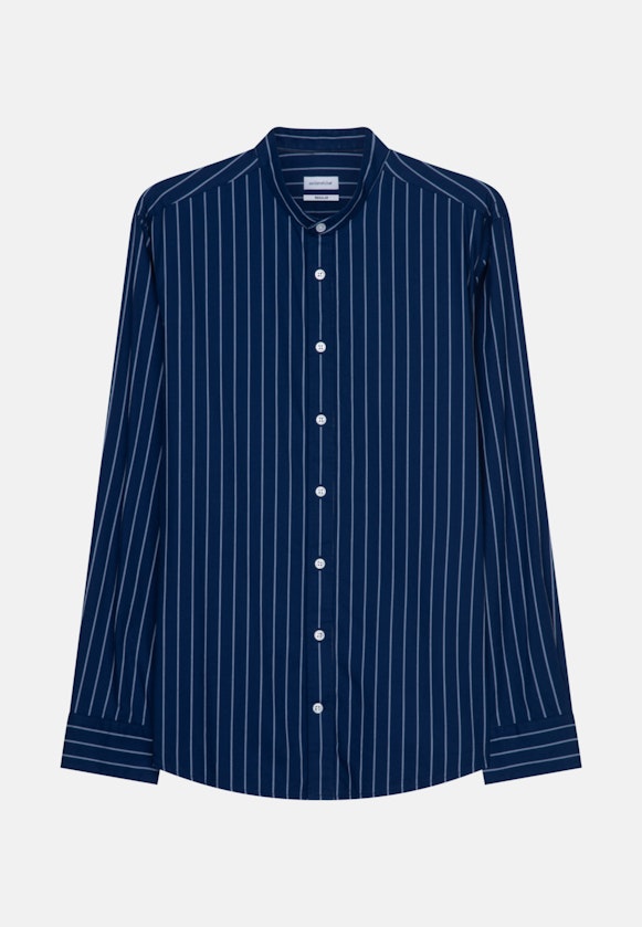 Twill Casual Hemd in Regular mit Stehkragen in Mittelblau |  Seidensticker Onlineshop