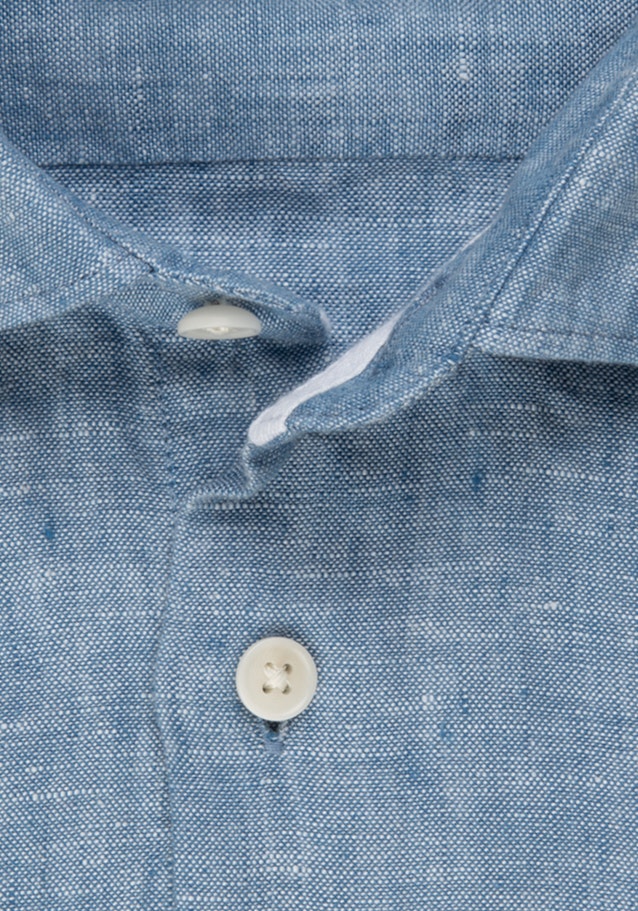 Linen shirt in Regular with Kent-Collar in Medium Blue |  Seidensticker Onlineshop