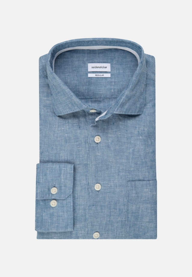 Leinen Leinenhemd in Regular mit Kentkragen in Mittelblau |  Seidensticker Onlineshop