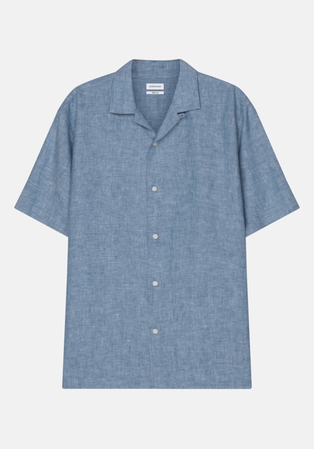 Linen shirt in Regular with Kent-Collar in Medium Blue |  Seidensticker Onlineshop