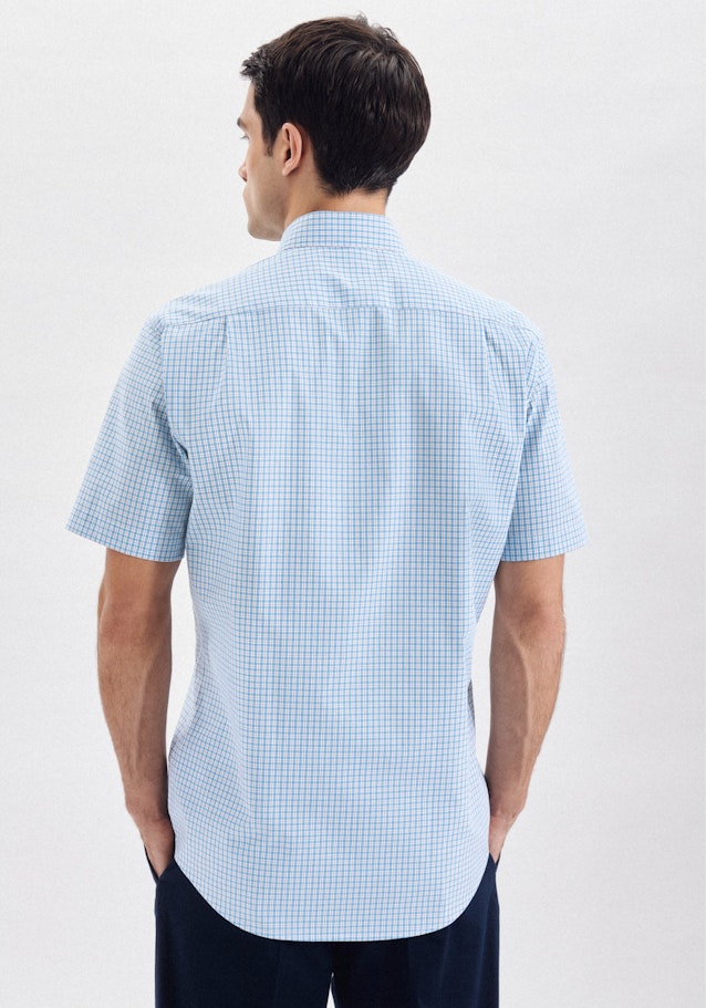 Bügelfreies Popeline Kurzarm Business Hemd in Regular mit Button-Down-Kragen in Türkis |  Seidensticker Onlineshop