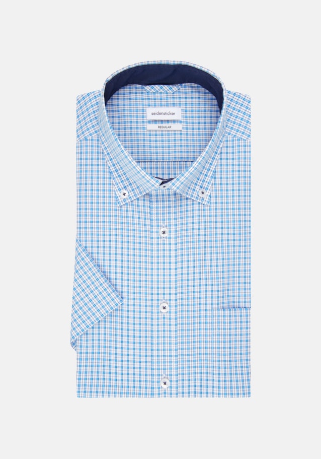 Non-iron Poplin Short sleeve Business Shirt in Regular with Button-Down-Collar in Turquoise |  Seidensticker Onlineshop