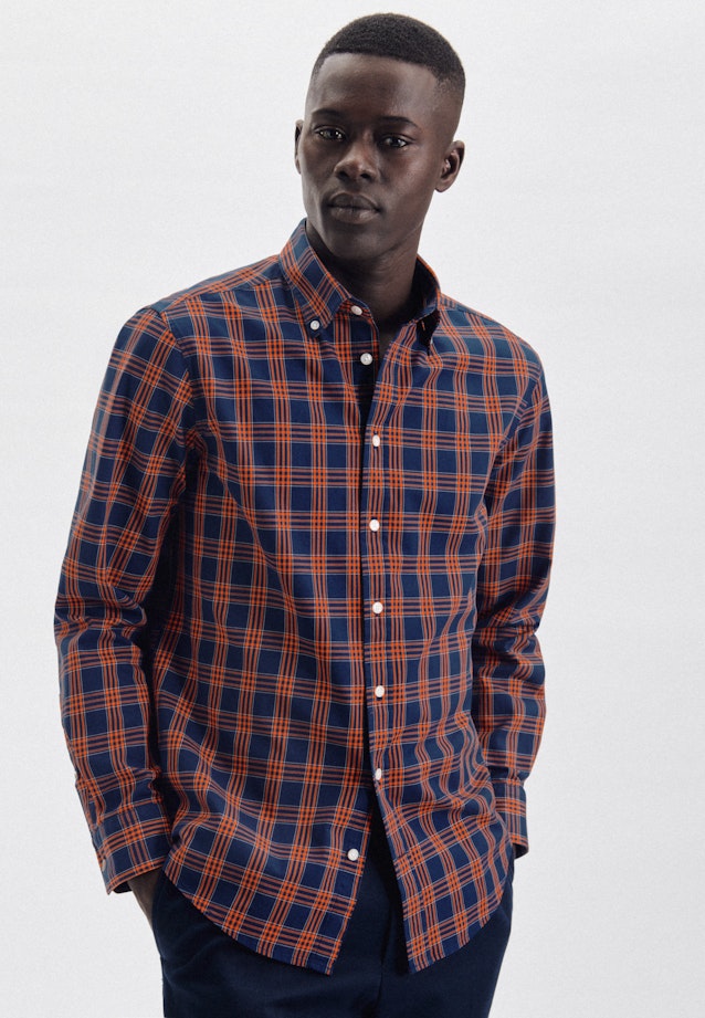 Regular Casual Hemd Karo in Mittelblau |  Seidensticker Onlineshop