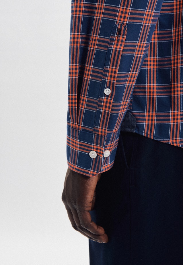 Regular Casual Hemd Karo in Mittelblau |  Seidensticker Onlineshop