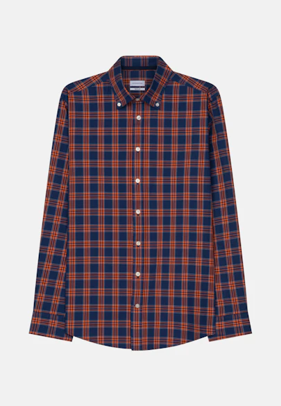 Regular Casual Hemd Karo in Mittelblau |  Seidensticker Onlineshop