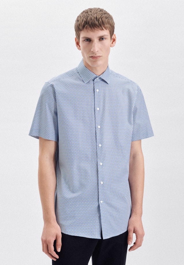 Twill Short sleeve Business Shirt in Regular with Kent-Collar in Turquoise |  Seidensticker Onlineshop