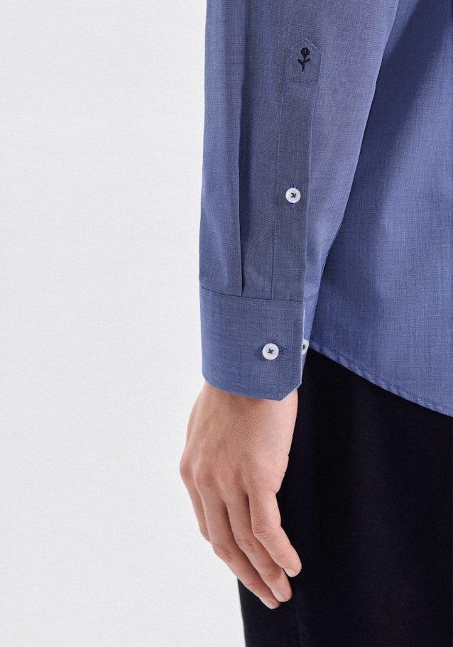 Non-iron Fil a fil Business overhemd in Regular with Kentkraag in Middelmatig Blauw |  Seidensticker Onlineshop